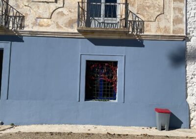 Fachada principal del cortijo rehabilitado en Cañada Honda, Librilla, Murcia.